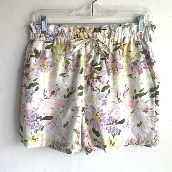 Sanctuary Floral Linen Paper Bag Shorts Sz Sm NWT - Picture 1 of 11